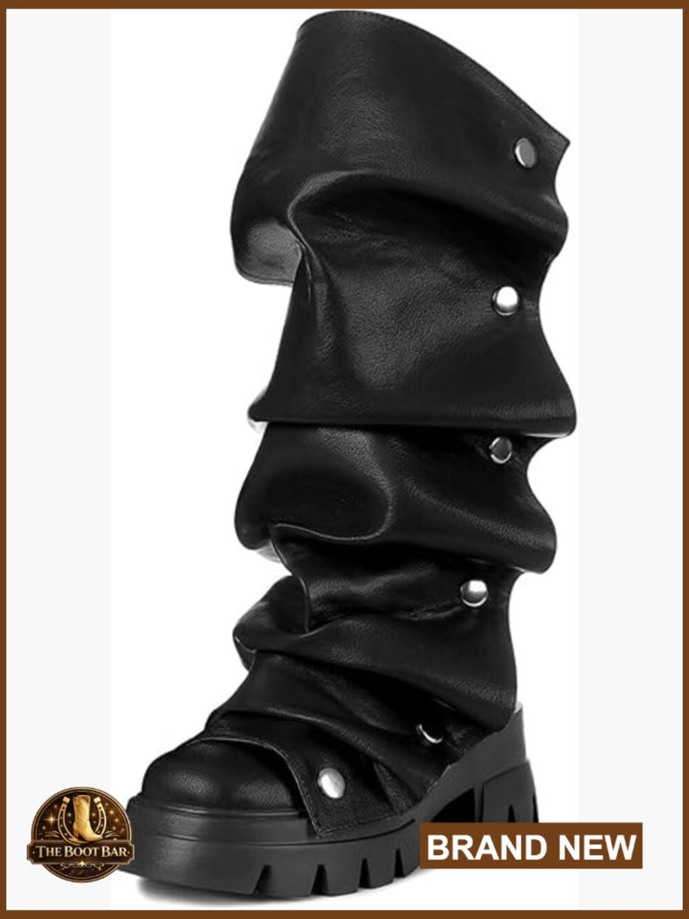 Fold Over Slouchy Platform Mid Calf Boots, Chunky Heel, Round Toe
